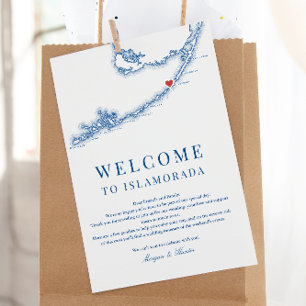 Islamorada FL Navy Blue Bröllop Välkomsthälsning I Tack Kort