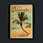 Islamorada Florida Handflatan Träd Beach Vintage r Magnet<br><div class="desc">Islamorada Florida-konstruktionen i Vintage resor stil,  som har ett handflatan träd på stranden med hav och himlar.</div>