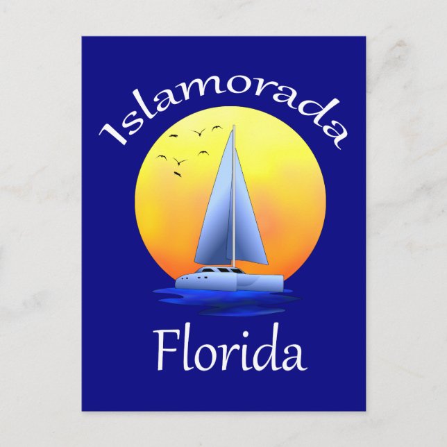 Islamorada Florida Nycklar Sailing Vykort (Framsida)