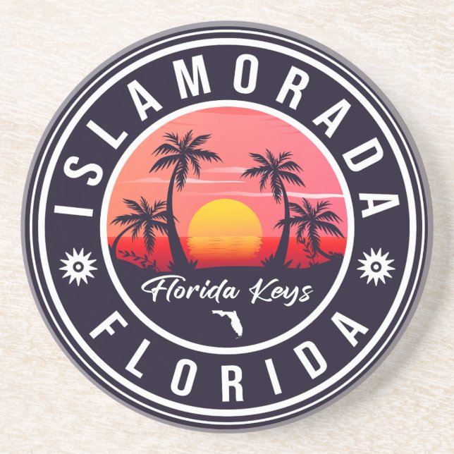 Islamorada Florida Retro Sunset Beach Souvenir 60- Underlägg (Framsidan)
