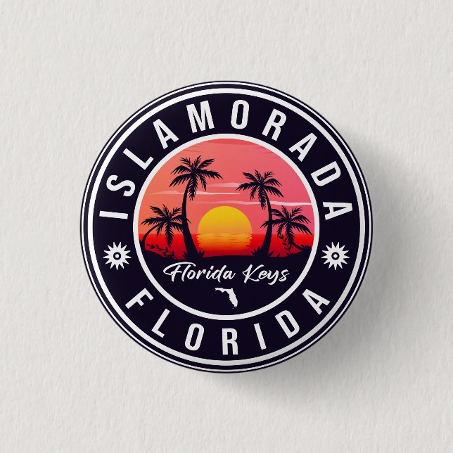 Islamorada Florida Retro Sunset Beach Souvenirs Knapp (Framsida)