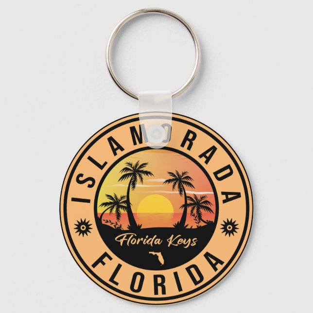 Islamorada Florida Retro Sunset Beach Souvenirs Nyckelring (Framsida)