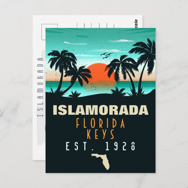 Islamorada Florida Retro Sunset Beach Souvenirs Vykort (Fram/baksida)