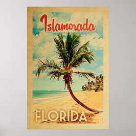 Islamorada Florida Vintage Handflatan Träd Beach P Poster