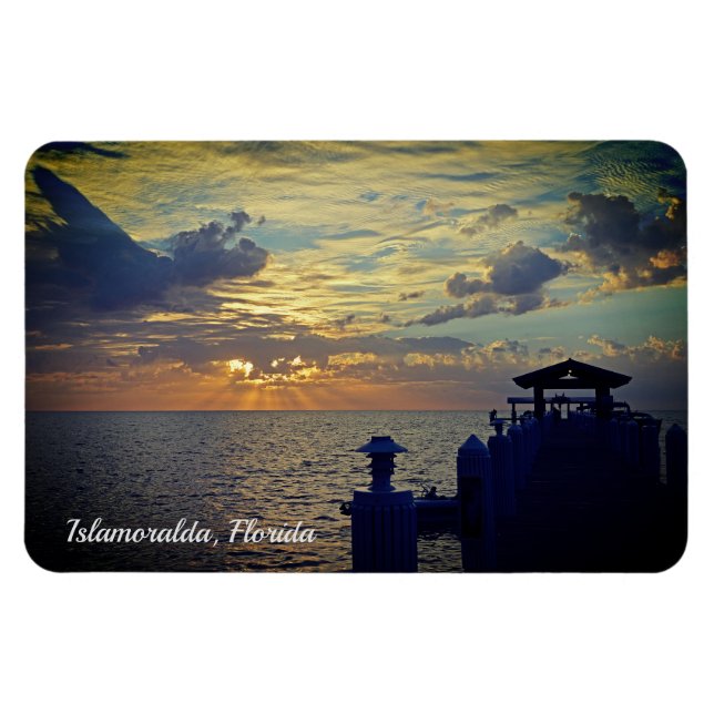 Islamoralda Florida Sitta på Dock Sunrise Magnet (Horisontell)