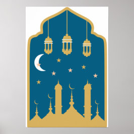 Islamsk nattlandskapsväggkonst poster