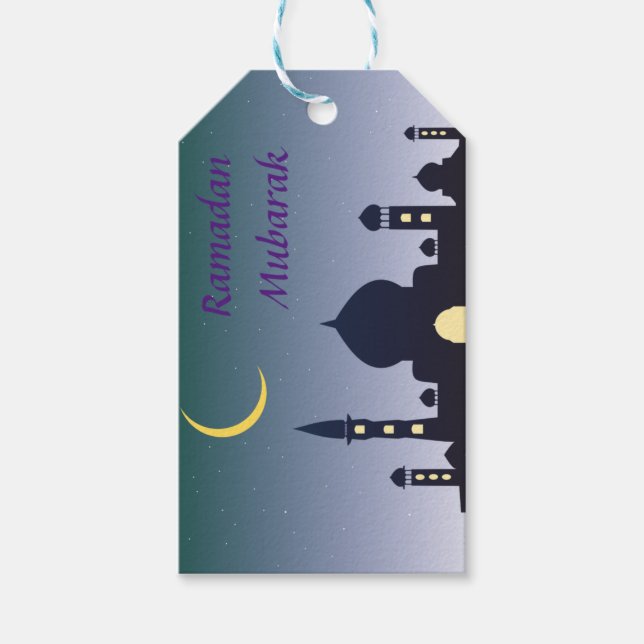 Islamska halvmånen Ramadan Kareem Typografisk kons Presentetikett (Framsidan)