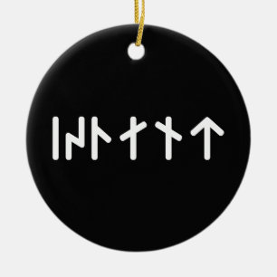 Island ᛁᛋᛚᛅᚾᛏ ~ Yngre Futhark-runor Julgransprydnad Keramik