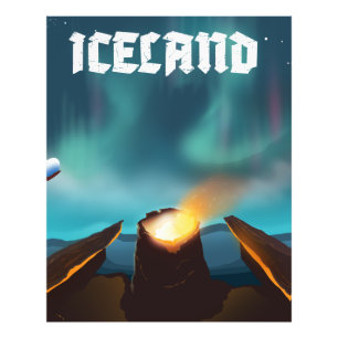 Island aurora borealis Travel-affisch Fototryck