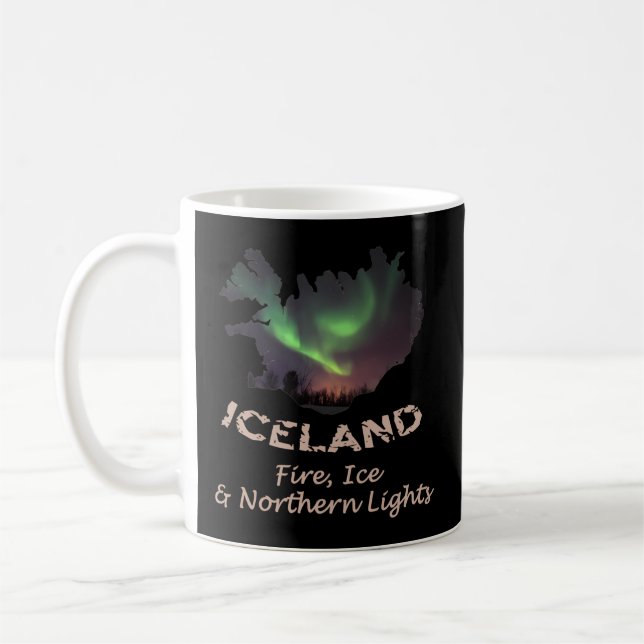 Island - Auroran Fire Ice Northern Ljus Kaffemugg (Vänster)