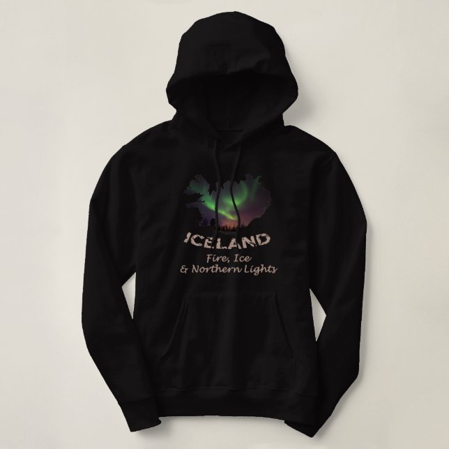 Island - Auroran Fire Ice & Northern Ljus T Shirt (Design framsida)