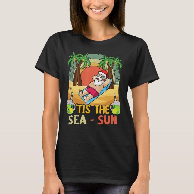 Island Beach Christmas Santa Sun Sea Summer 2023 T Shirt (Framsida)