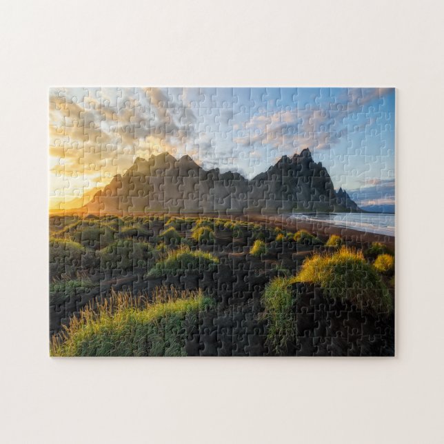 Island Black Sand Beach Jigszle Puzzle Pussel (Horisontell)