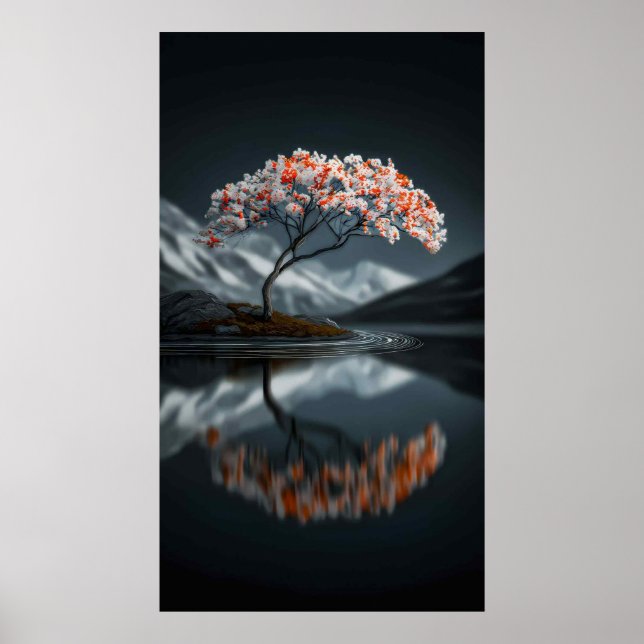 Island Bloom: Serene High-Contrast Landscape Poster (Framsidan)