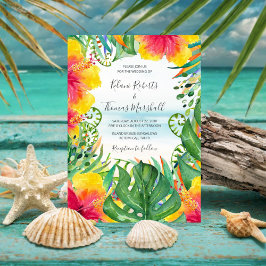 Island Breeze | Tropiskt Beach Watercolor Bröllop Inbjudningar