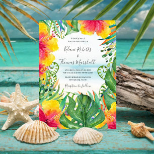 Island Breeze Tropiskt Beach Watercolor Bröllop Inbjudningar
