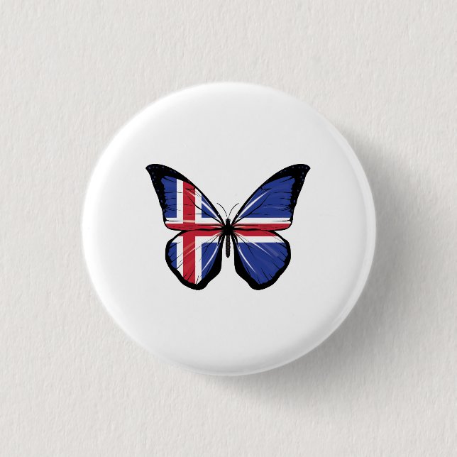 Island Butterfly Flagga Knapp (Framsida)