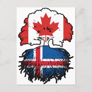 Island Canadian Canada Träd Roots Flagga Vykort