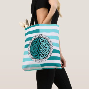 Island Celtic White/Black/aqua rand,Cirkelknut Tygkasse