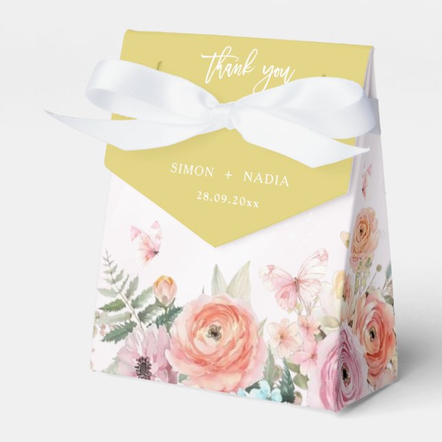 Island Citrus Butterfly Ranunculus Garden Wedding Presentaskar (Framsidan Sidan)