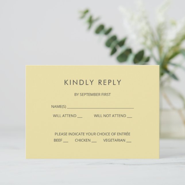 Island Citrus Yellow Wedding RSVP Card Inbjudningar (Stående Fram)