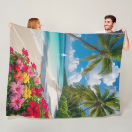 "Island Dreams Tropical Beach Blanket Fleecefilt