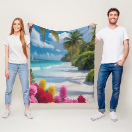 "Island Dreams Tropical Beach Blanket Fleecefilt