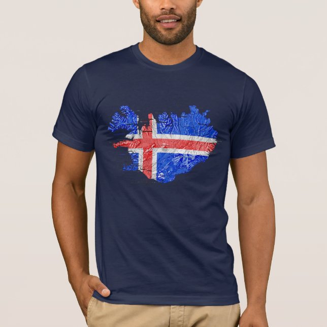 Island Flagga Färg Kart T-Shirt (Framsida)