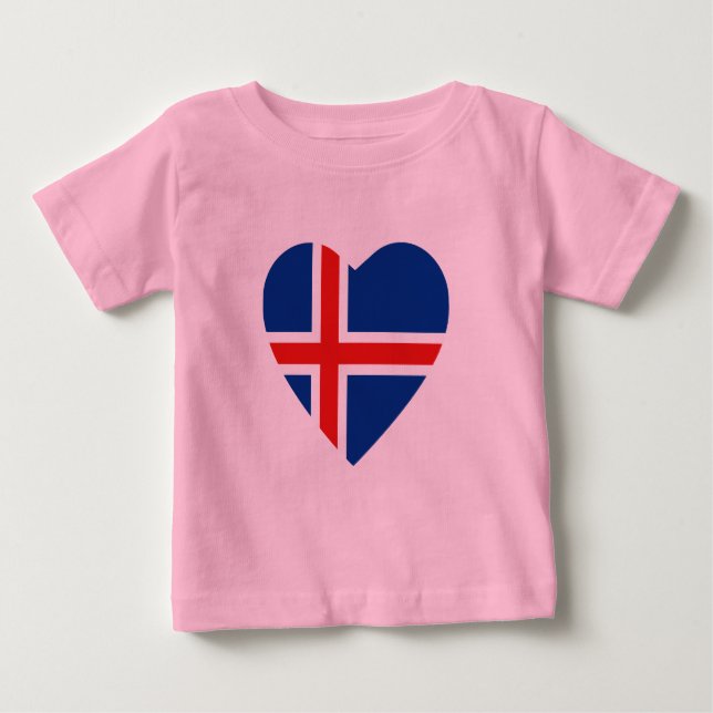 Island Flagga Heart T-Shirt (Framsida)