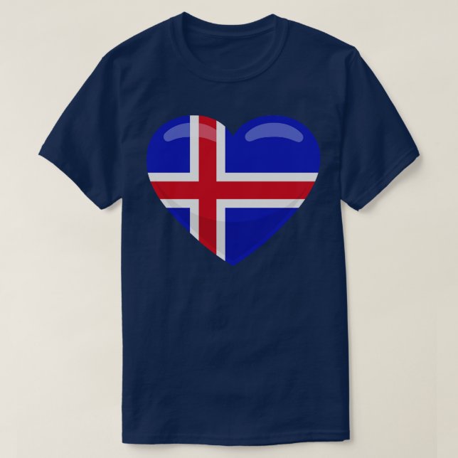 Island Flagga Heart T Shirt (Design framsida)