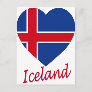 Island Flagga Heart Vykort