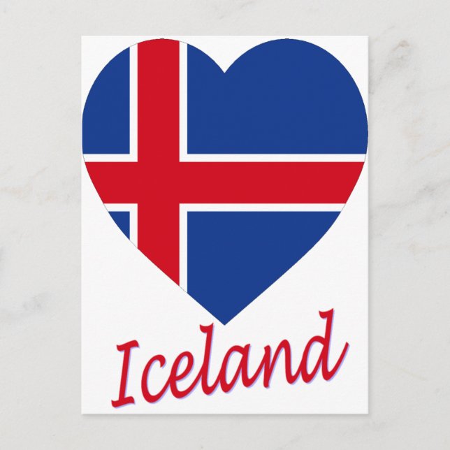Island Flagga Heart Vykort (Framsida)