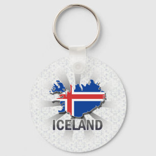 Island Flagga Karta 2.0 Nyckelring