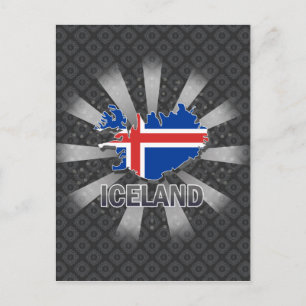 Island Flagga Karta 2.0 Vykort