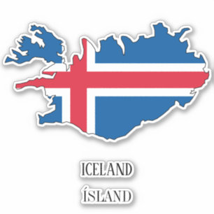 Island Flagga Karta Klistermärken