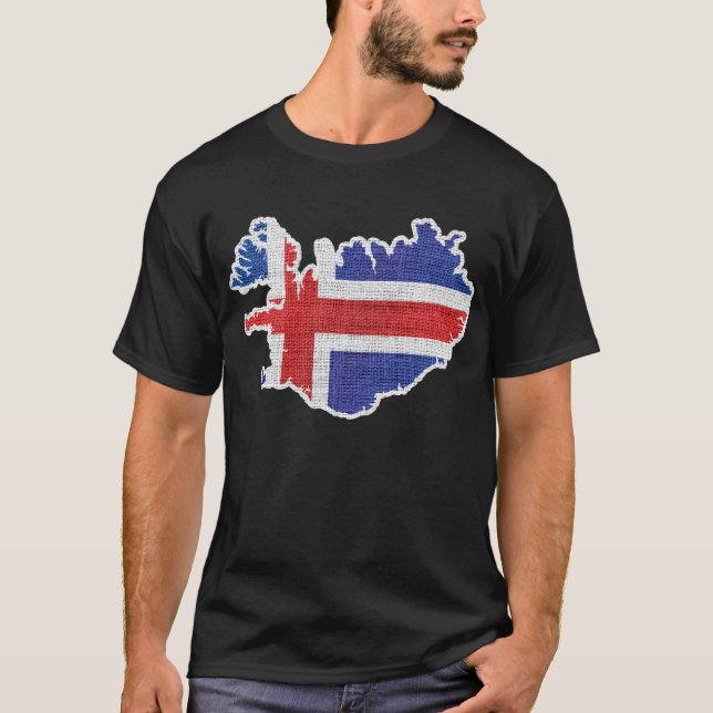 Island flagga karta tee (Framsida)