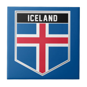 Island Flagga Shield Kakelplatta