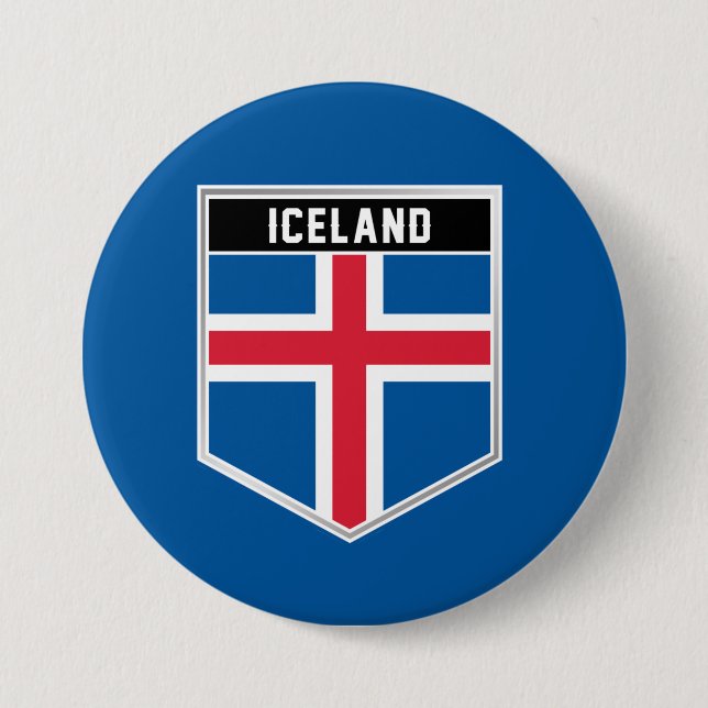 Island Flagga Shield Knapp (Framsida)