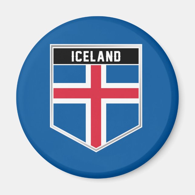 Island Flagga Shield Magnet (Framsidan)