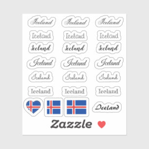 Island för elegant och isländska Flagga /namn set Klistermärken