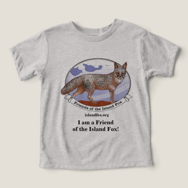 Island Fox Småbarns T-Shirt Grå Blek Logotyp (Design Framsida)