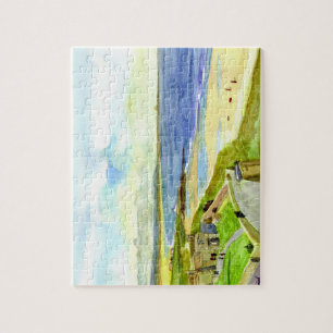 Island från Bamburgh Castle Jigszle Puzzle Pussel