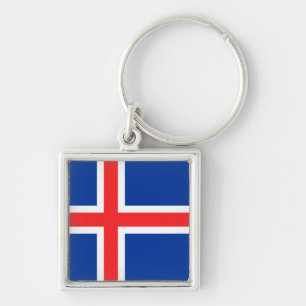 Island Fyrkantig Silverfärgad Nyckelring