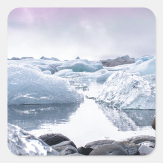 Island Glacier Lagoon Fyrkantigt Klistermärke