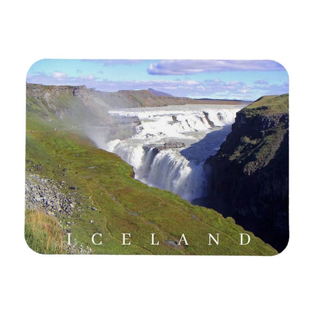 Island Gullfoss Waterfall, kylskåp Magnet (Horisontell)