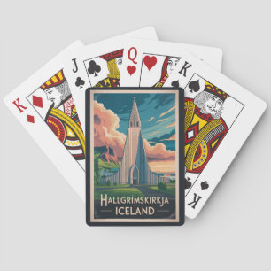 Island Hallgrimskirkja Illustration Resa Konst Casinokort