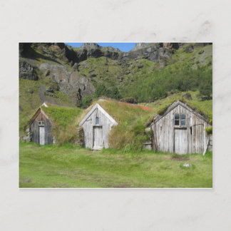 Island Häuser mit Grasdach Vykort
