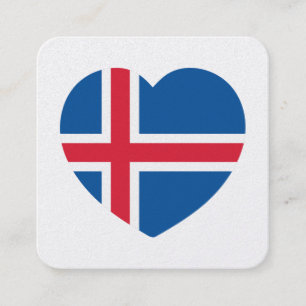 Island Heart Flagga Fyrkantigt Visitkort