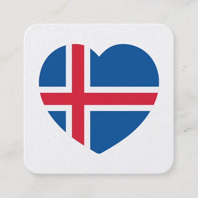 Island Heart Flagga Fyrkantigt Visitkort (Framsida)