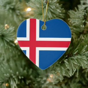 Island Heart Flagga Julgransprydnad Keramik